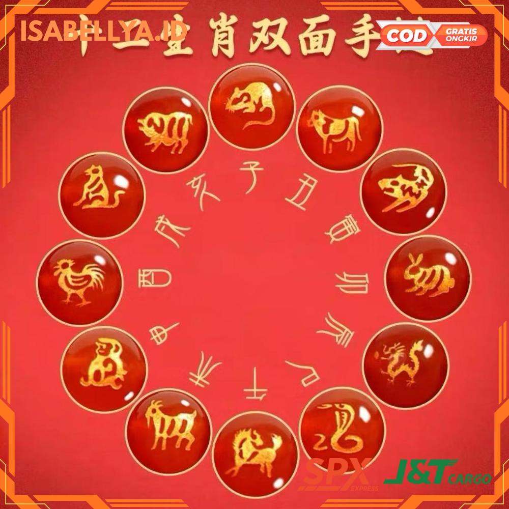 Gelang Tali Merah 12 Shio Keberuntungan / Gelang Tangan Wanita Pria Anak Serut Zodiak Cina Tahun Lah