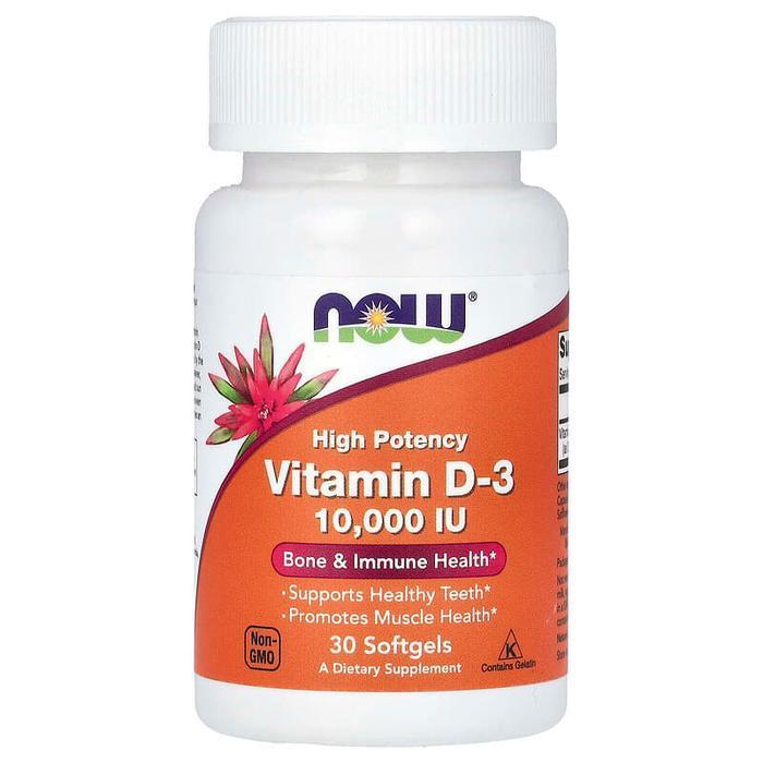 Now Foods Vitamin D3 High Potency 10000IU Non GMO 30 Softgels