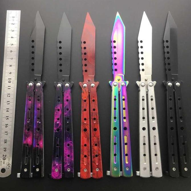 Miliki Knifezer Pisau Lipat Folding 3 Color Cs Go Balisong Hunting Knife - C3 Camping