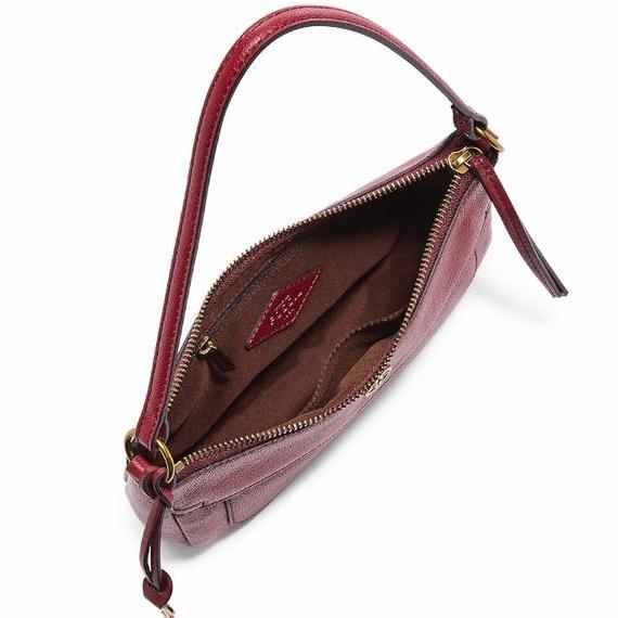 tas fossil skylar mini baguette red velvet