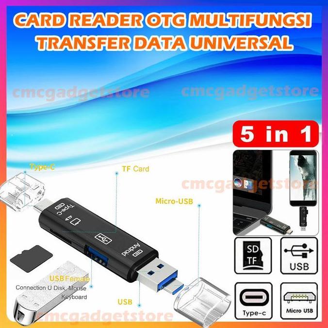 New- Card Reader 5 in 1 Type C Micro USB TF Memory Card OTG