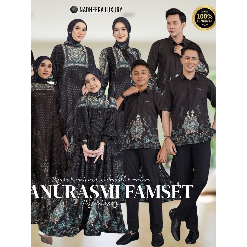 BHANURASMI FAMSET ( BELUM TERMASUK SCARF ) (LEATHER BLACK) NADHEERA LUXURY / Gamis Sarimbit Lebaran 
