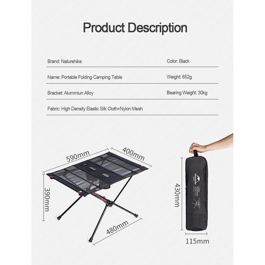 Terjangkau Meja Lipat Naturehike Nh19Z027-Z Piknik Portable Camping Outdoor Alloy
