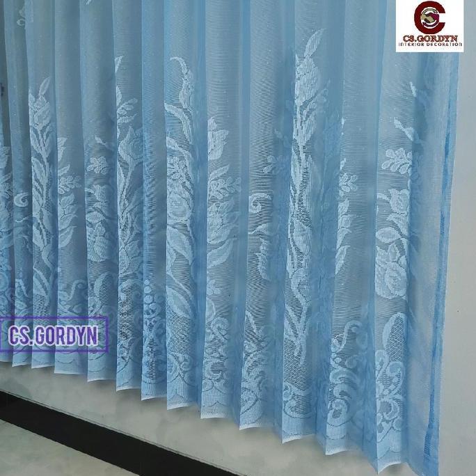 New- Vitrase Gorden Bunga Tulip Ungu Biru Tirai Vitrage Vitrace Selambu tile jendela minimalis