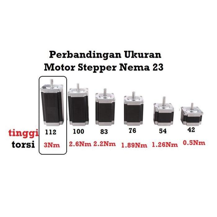 [Haebot] Motor Stepper Nema 23 57Hs112 3Nm 112Mm 3A Cnc Robot Laser Router Plasma Milling High Torqu