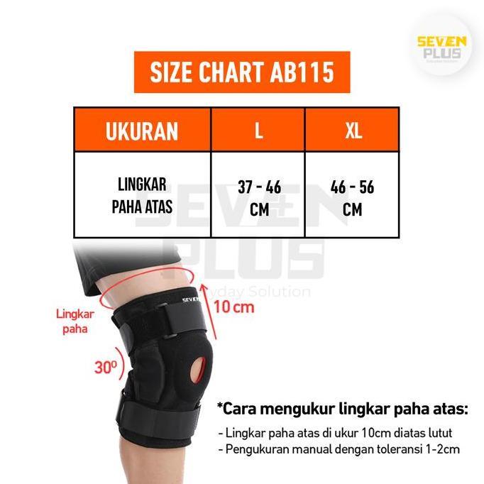 SEVENPLUS DEKER PELINDUNG LUTUT EXTRA ENGSEL ALUMINIUM ALLOY PLATE - PATELLA GEL - 4 STRAP / KNEE SU