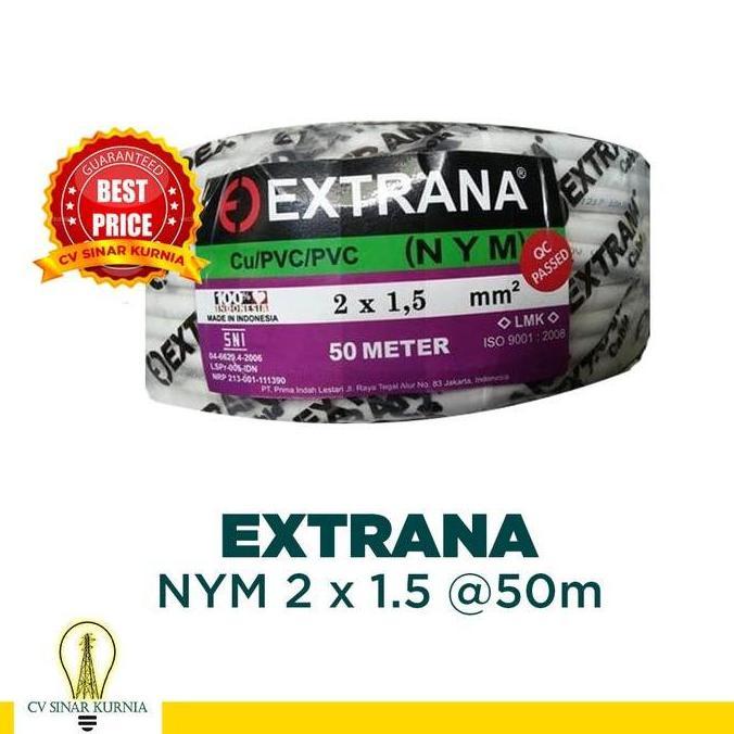 Kabel Listrik NYM 2x1,5 2x1.5 50M EXTRANA | EXTRANA Kabel NYM | SNI