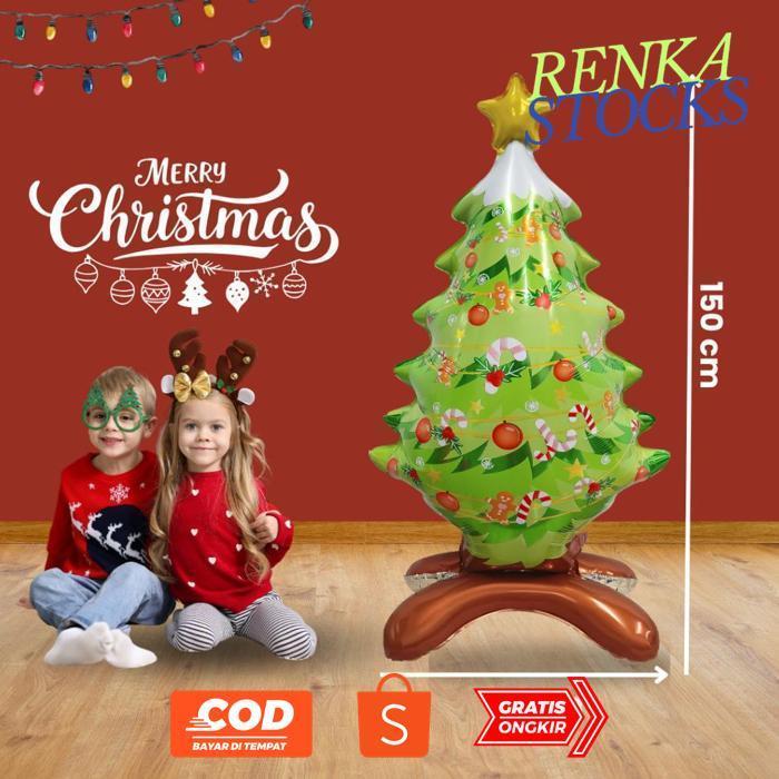 RENKASTOCKS BALON FOIL DEKORASI TEMA NATAL POHON NATAL 4D TERMURAH