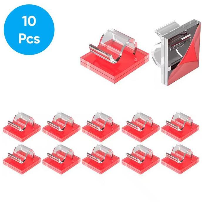 BEAM 10Pcs Klip Klem Clamp Kabel Plastik Tempel Cable Clip Desk Organizer Tanpa Paku