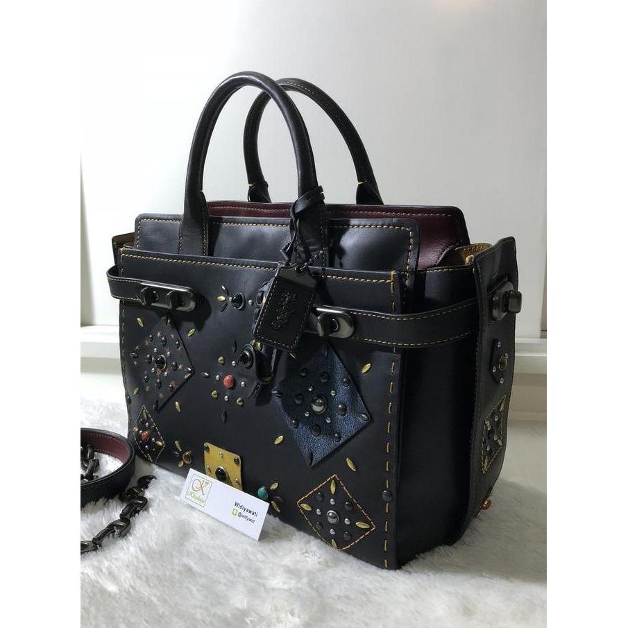 COACH DOUBLE SWAGGER PATCHWORK WITH PRAIRIE RIVETS