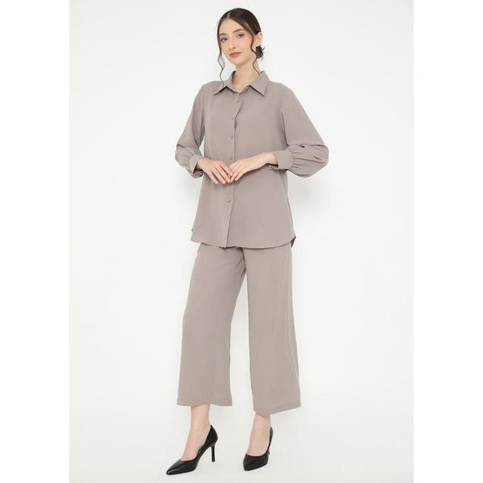 Setelan Baju Wanita Polos Lengan Panjang dan Celana Kulot By Brilliant Girl