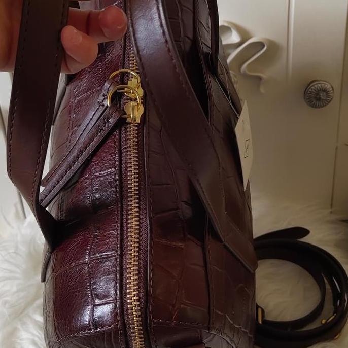 Fossil Sidney Satchel Brown Croco