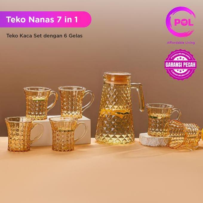 [GARANSI PECAH] POL Set Teko Air Kaca  Nanas 7 in 1 | Pitcher Glass Kettle 7 in 1 | Kettle Air Kaca