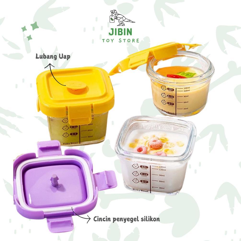 HOT SALE [ JIBIN ] Tempat Mpasi Kaca 3PCS Wadah Mpasi Kaca Wadah Mpasi Tahan Panas BPA Free Food Con