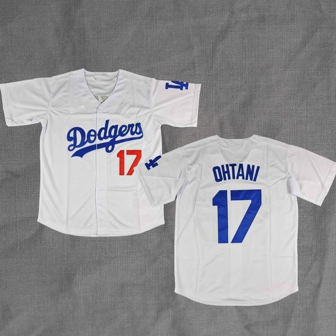 BORDIR Baju Jersey Baseball Shohei Ohtani Dodgers Putih Biru