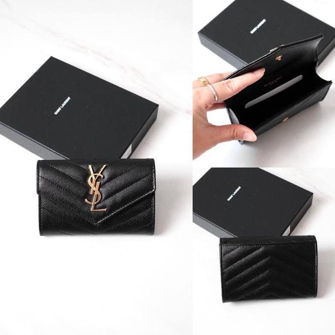 Orinal - YSL Saint Laurent Small Wallet Envelope Card Case Black Cav