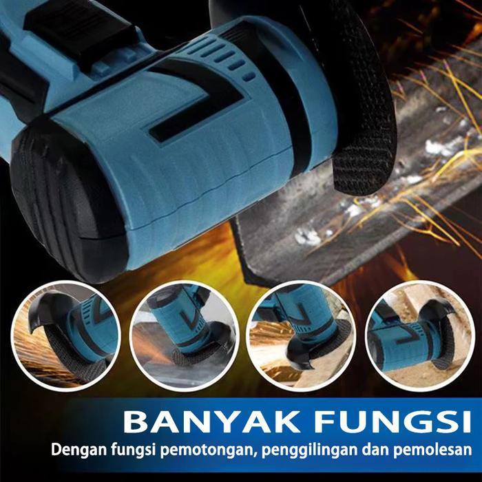 Makita Angle Grinder Mini Cordless Brushless 3Inch Baterai Litium 12V/16.8V Mesin Gerinda Tangan-Tan