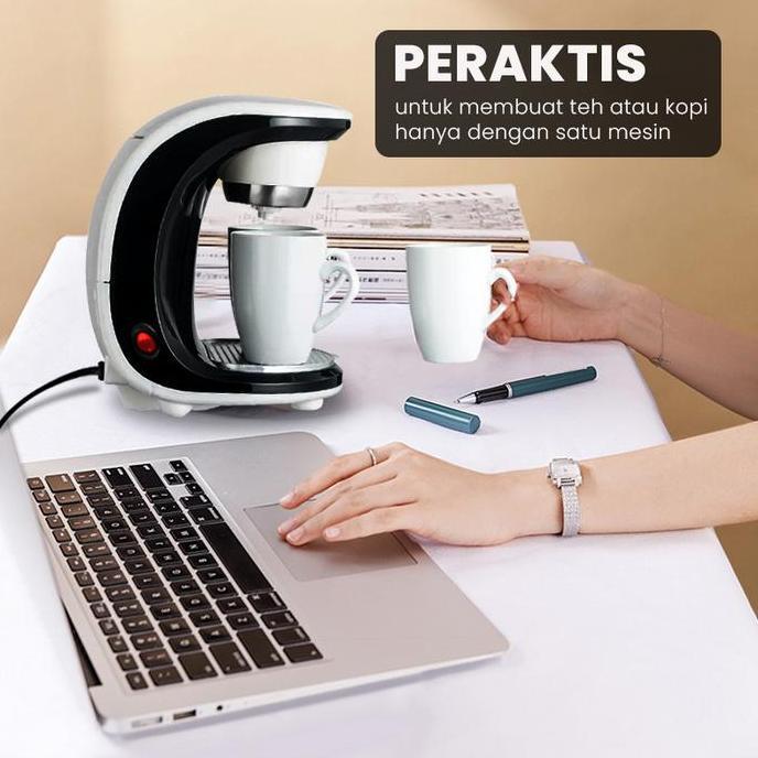 Dorahomi Coffee Maker Mesin Pembuat Kopi Otomatis Low Watt 2 Cangkir