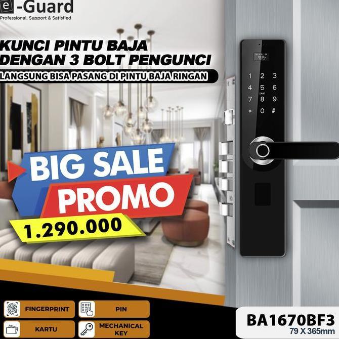 e-Guard BA70B Smart Door Lock Handle Fingerprint Kunci Pintu Digital