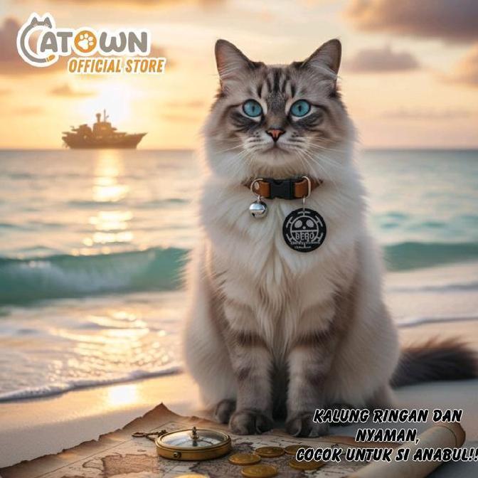 Kalung Kucing Custom One Piece Heart Pirate Flag Kalung Anjing Custom Lucu Kalung Kucing Nama Alamat