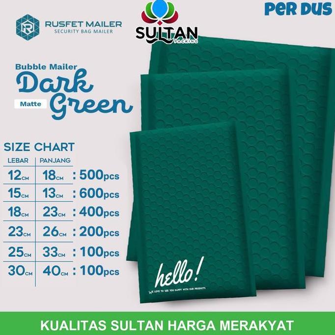 Amplop packing bubble mailer dark green all size bubble mailer rusfet per dus