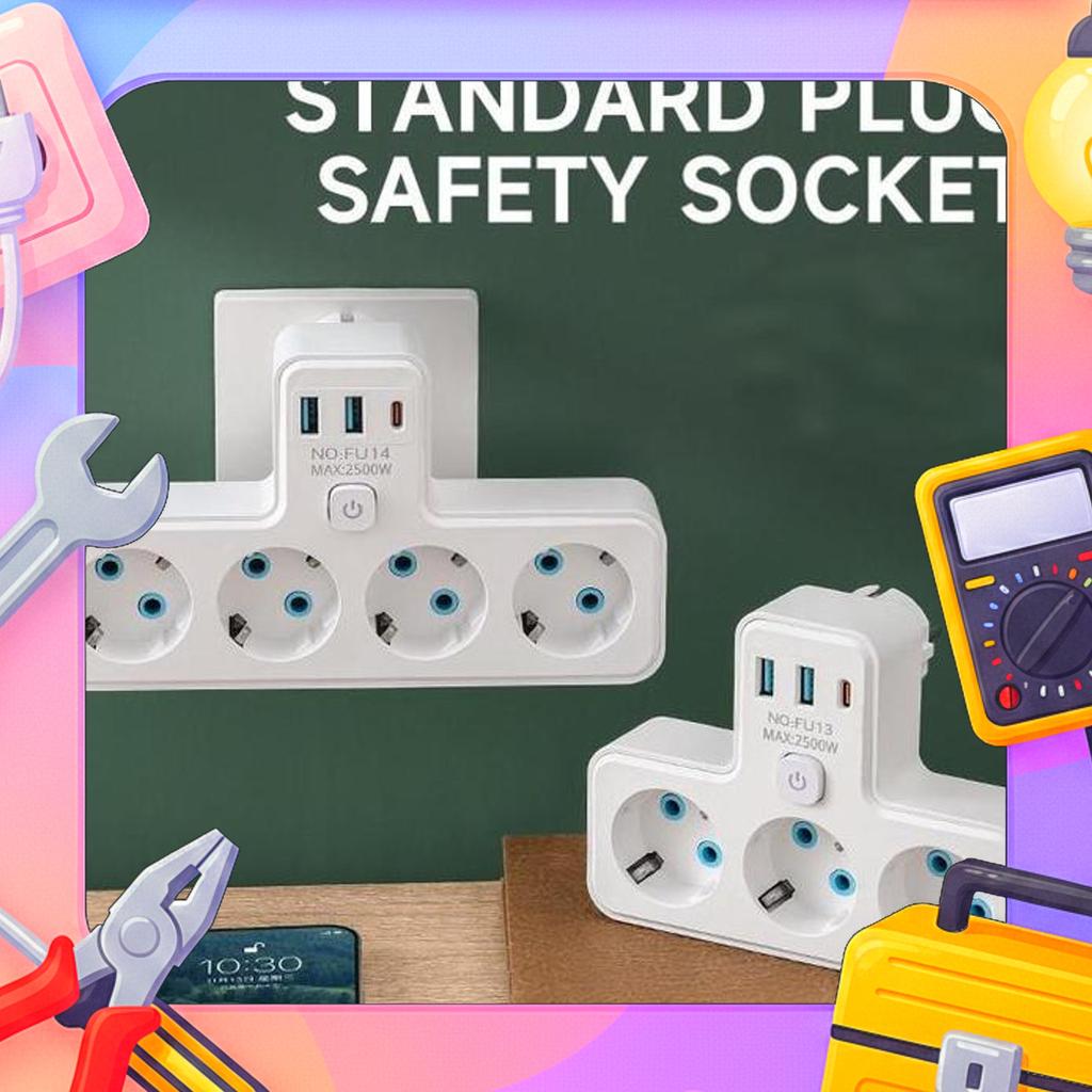 Techbee Stop Kontak Dinding Stop Kontak Tempel Dinding Stop Kontak Saklar Stop Kontak 4 Lubang Lampu