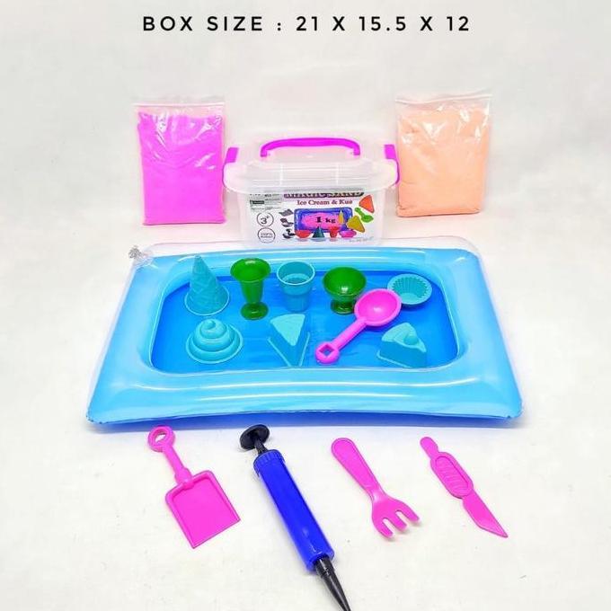 Mainan Pasir Anak 1 Kg Mix Warna Lengkap dengan Cetakan Pasir dan Alas Kolam Kode 676
