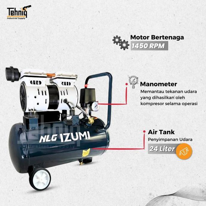 MESIN KOMPRESOR LISTRIK OILLESS IZUMI OL 0724 AIR COMPRESSOR TANPA OLI
