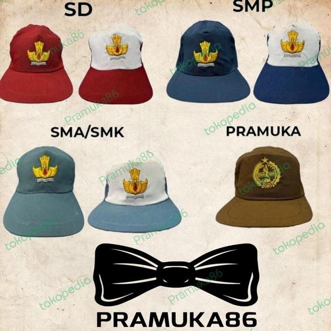 Harga Miring Topi Sekolahan - Topi Seragam Sekolah Logo Bordir Bijian