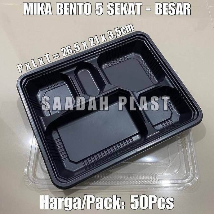 Bestsell- (Isi 50) Mika Bento 5 Sekat Besar / Tray Bento / Box Nasi Kotak Makan