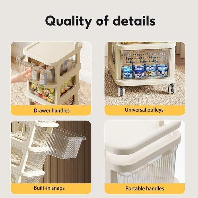 Ameldaharu99 - Rak Penyimpanan Kamar Tidur Bayi Makanan Ringan Multilayer Dengan Roda