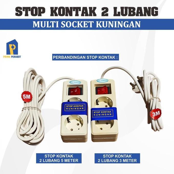 Best- Stop Kontak Putih 5 meter 2 lubang Terminal Listrik 2 Lubang