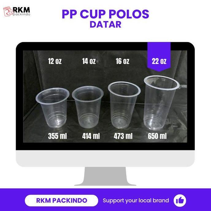 Best- MURAH BANGET Cup Gelas Polos 22oz Datar PP POLYCUP