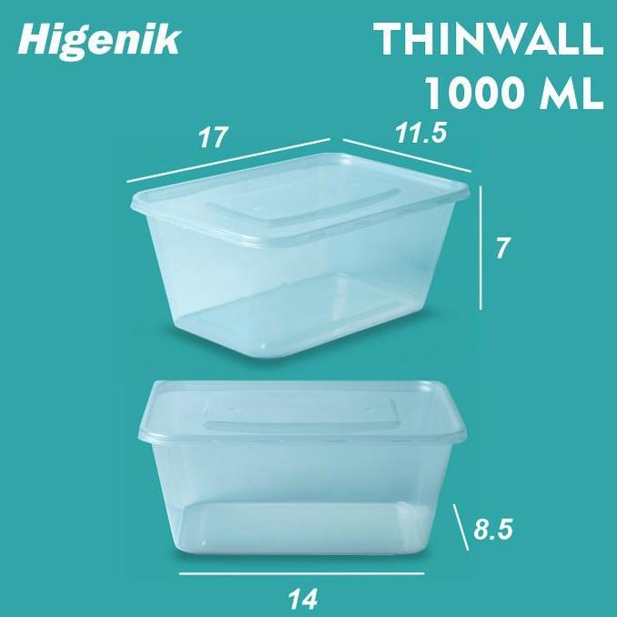 Bestsell- Thinwall 1000 Ml / Food Container Box / Kotak Makan Plastik / Mika Box