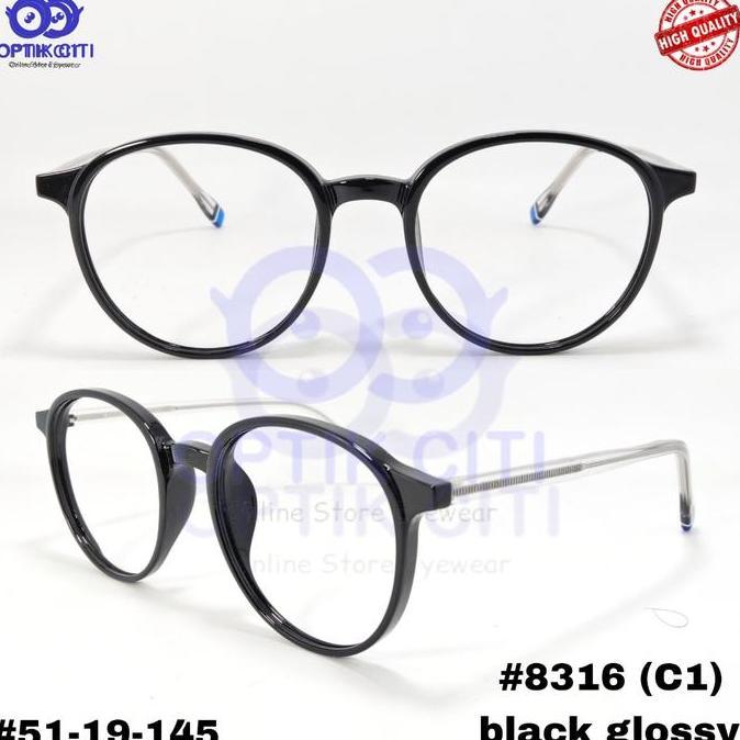 Frame Kacamata Pria Wanita Bulat Besar 8316 Ringan Grade Premium