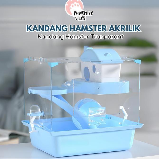 Kandang Hamster Akrilik Transparan Kandang Hamster 2 Tingkat Lengkap