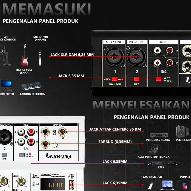 Musiq- Audio Mixer /Mixer 4 Channel / Kp4 Professional Mixer Mini/ Amplifier Bluetooth Mini Mixer As