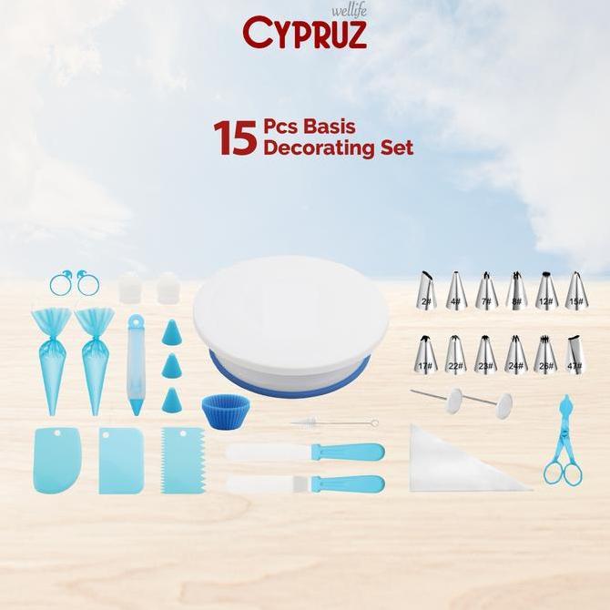 Cypruz Perlengkapan Kue Set Basic Decorating 15 Pcs