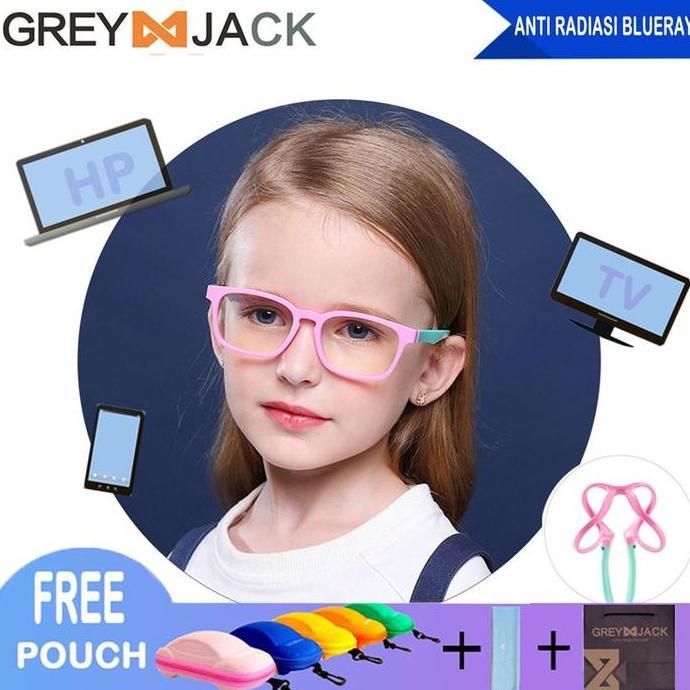 Grey Jack/Kacamata ANAK anti radiasi komputer HP TV TR90/ FA8139-8140 Promo Premium