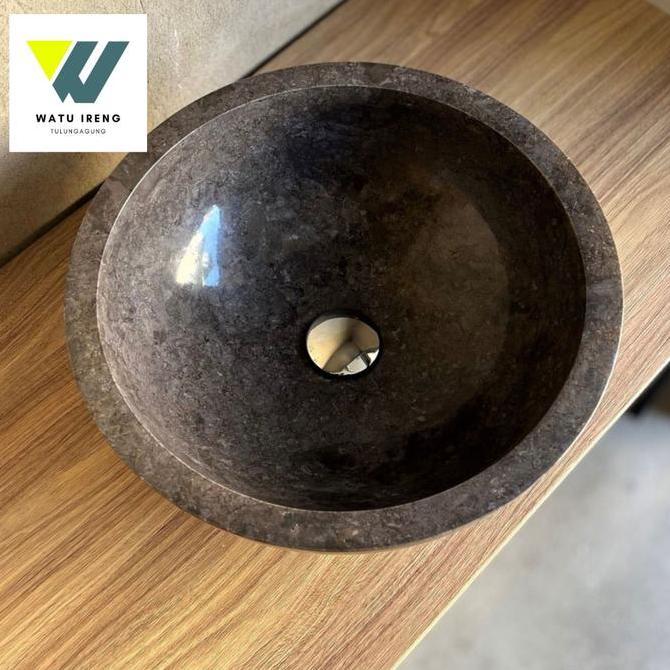 Wastafel Mangkok MARMER Wastafel bowl marmer HITAM diameter 40cm Promo Premium