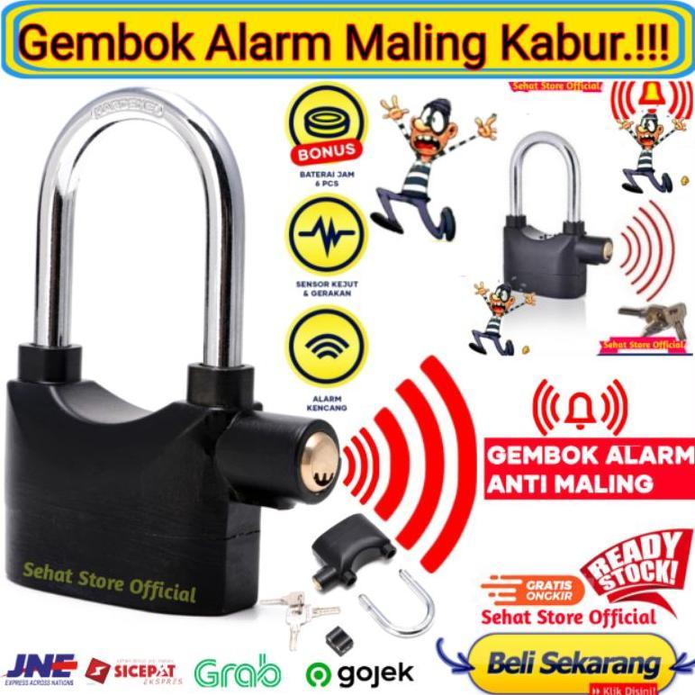 KUNCI GEMBOK Alarm Bunyi Kuat Kunci Gembok Anti Maling Konci Alaram Pintu Rumah Pager Mobil Sepeda M
