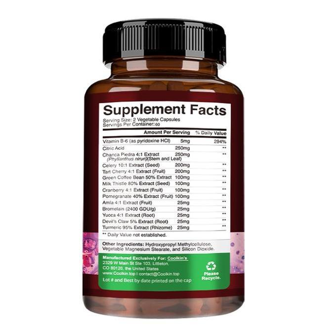 Coolkin-Kapsul Detoks Asam Urat-Ekstrak Ceri Asam-Ekstrak Biji Kopi Hijau-Bubuk Cranberry-Ekstrak Go