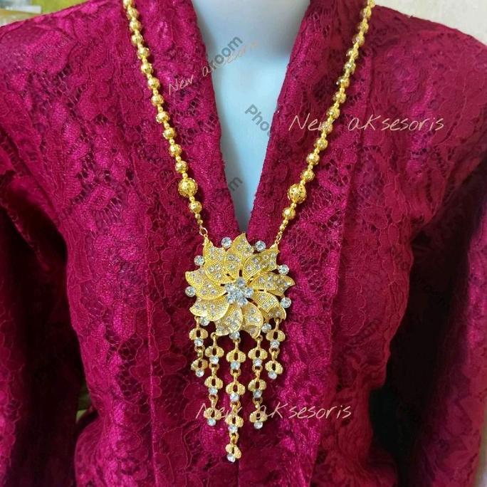 Bisainstan- Kalung Bros Kebaya Kutubaru Jurai Full Mata Etnik Mewah Elegan Aksesoris Pakaian Adat Bu