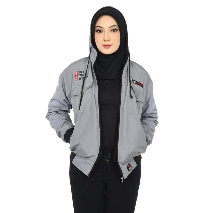 JAKET BOLAK BALIK WANITA PARASUT WATEROOF MODEL SEMI PARKA SIZE M L XL XXL KEREN HALUS NYAMAN