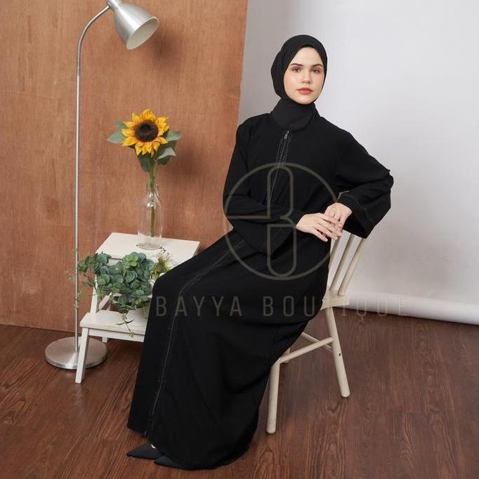Abaya Saudi Premium ZIPPER BLACK Gamis Dubai Wanita Dress Pesta Abaya Mewah Dress Mewah Abaya Warna 
