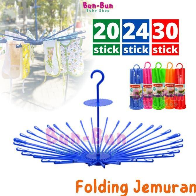 Grosir 30 Stick Gantungan Baju Bayi Jemuran Folding Hanger Lipat Peralatan Pakaian Baby Newborn Perl