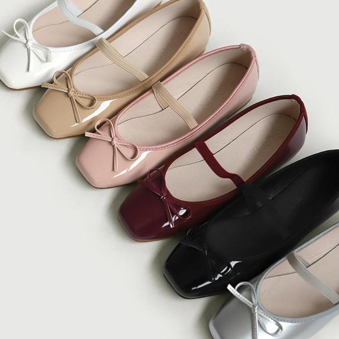 SAPPUN Erino Enamel Ribbon Maryjane Flat Shoes 1cm [Ready Stock]