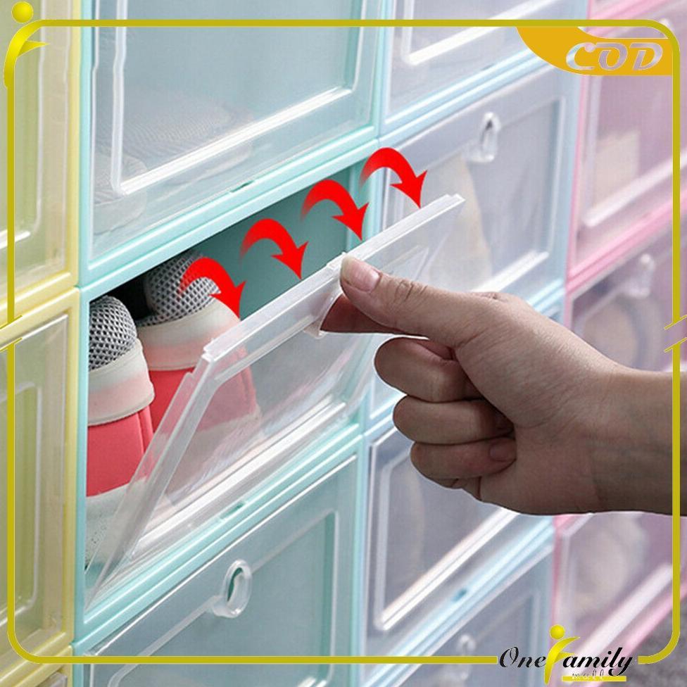 DISKON` KUALITAS SUPER ONE-C158 Kotak Sepatu Lipat Transparan Tebal Shoes Storage Box Organizer Rak 