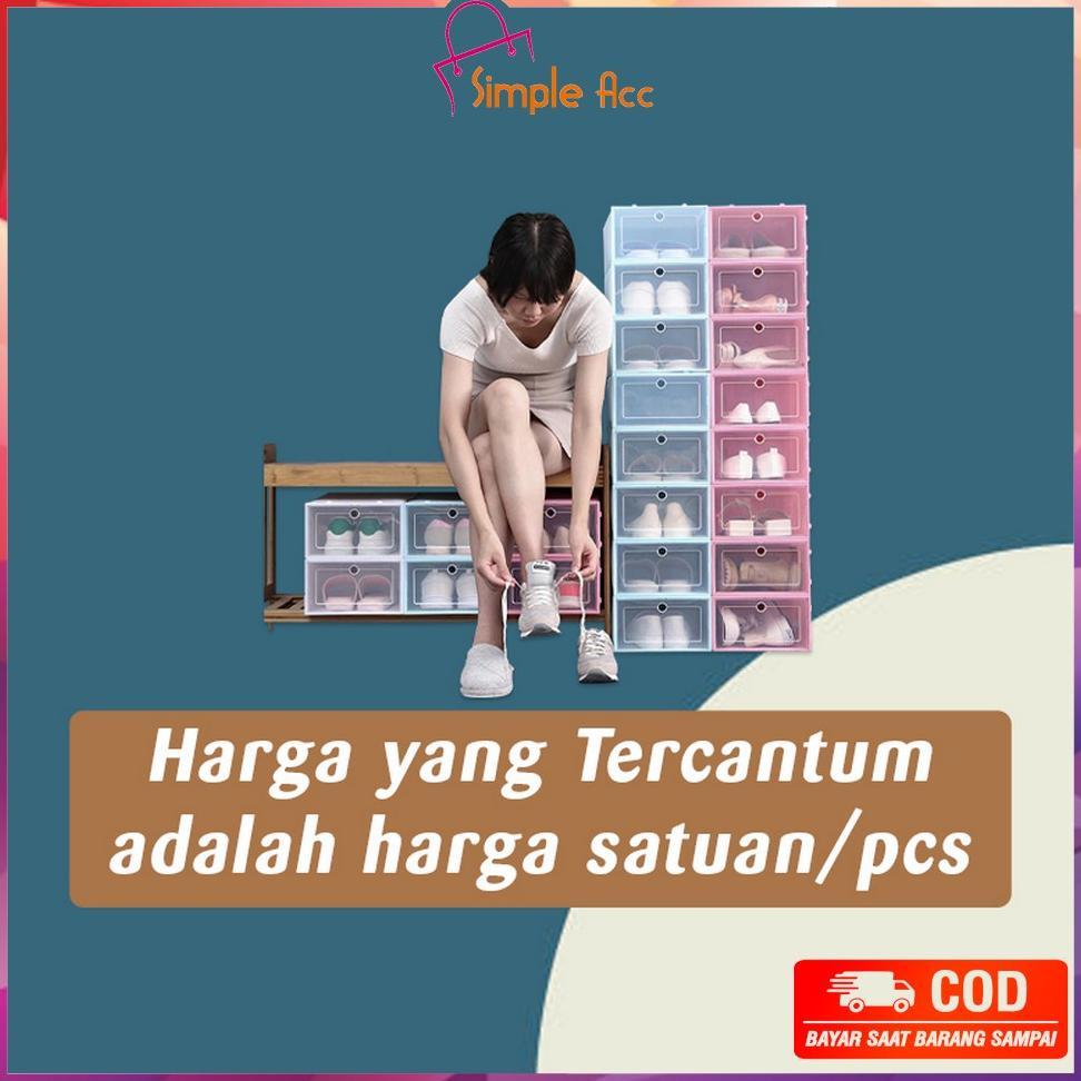 OFFICIAL` TERBARU ~COD~ DO-C158 Kotak Sepatu Lipat Transparan Tebal Shoes Storage Box Organizer Rak 