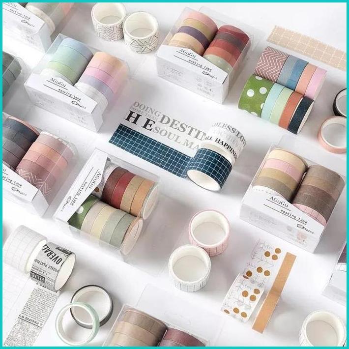 [10PCS] Washi Tape Agugu Vintage Aesthetic 2 Meter Masking Tape Diskon